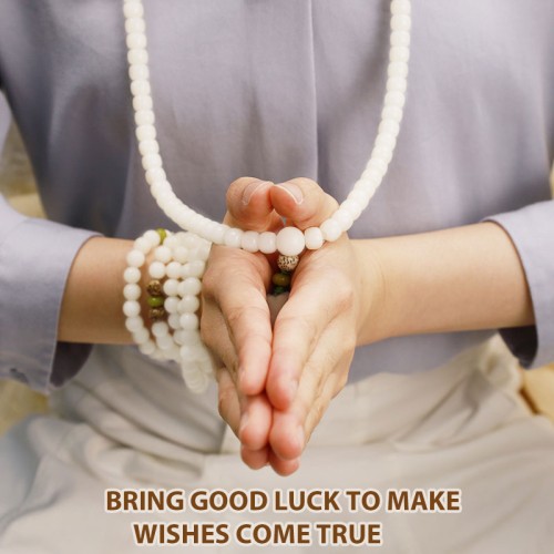 White Jade Bodhi Lotus Mala Necklace Bracelet White Jade Bodhi Lotus Mala Necklace Bracelet