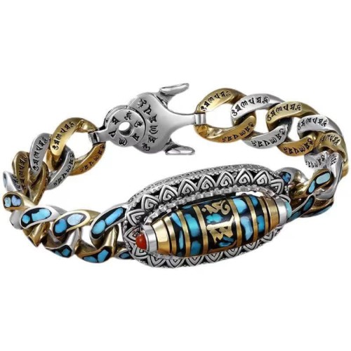 Tibetan Nine-Eye Dzi Bead Om Mani Padme Hum Bracelet Tibetan Nine-Eye Dzi Bead Om Mani Padme Hum Bracelet