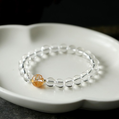 Black Obsidian White Crystal Dragon Strength Bracelet Black Obsidian White Crystal Dragon Strength Bracelet