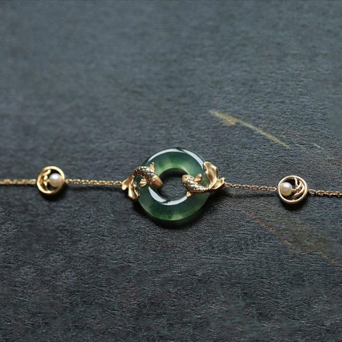 Cyan Jade Koi Fish Healing Bracelet