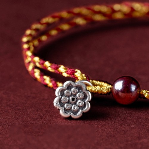 Red Gold Rope Lotus Peace Bracelet Red Gold Rope Lotus Peace Bracelet