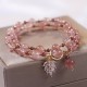 Strawberry Quartz Maple Leaf Charm Double Wrap Bracelet Strawberry Quartz Maple Leaf Charm Double Wrap Bracelet