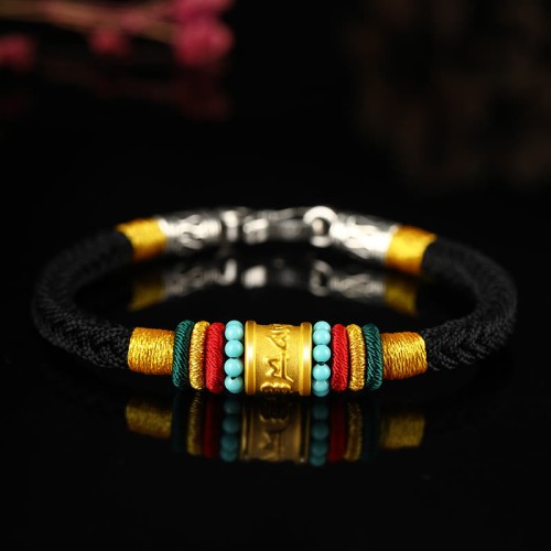 Tibet Gold Om Mani Padme Hum Eight Thread Bracelet