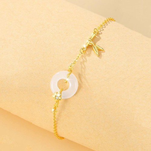 925 Silver Hetian Jade Chalcedony Bamboo Prosperity Bracelet 925 Silver Hetian Jade Chalcedony Bamboo Prosperity Bracelet