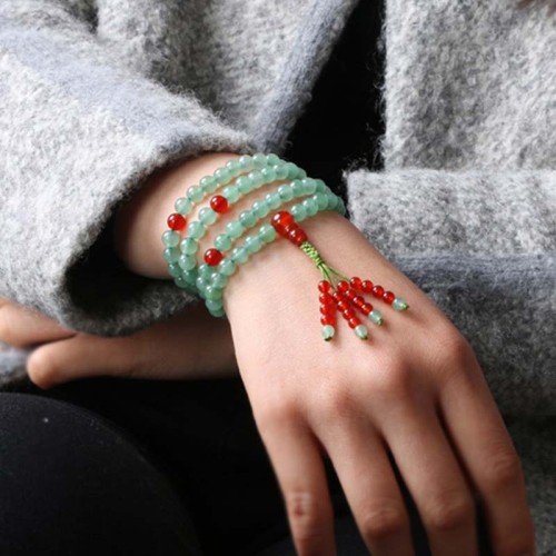 Green Aventurine Red Agate Luck Mala Bracelet Green Aventurine Red Agate Luck Mala Bracelet