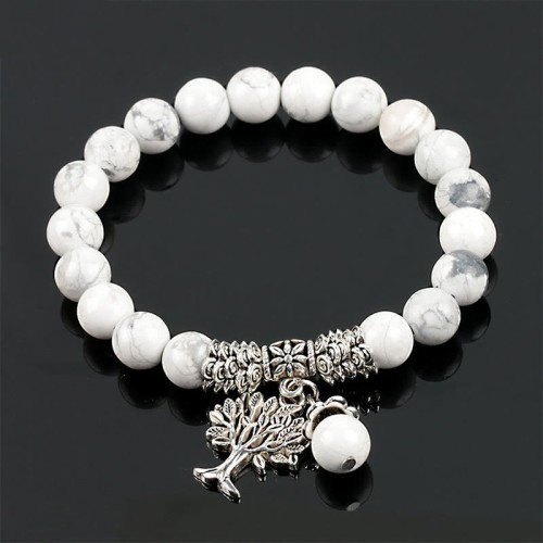 Natural Gemstone Tree of Life Lucky Charm Bracelet