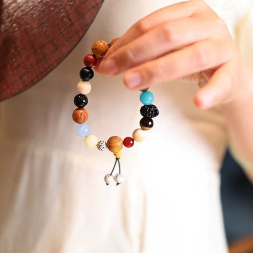 Bodhi Seed Agate Wisdom Harmony Wrist Mala Bodhi Seed Agate Wisdom Harmony Wrist Mala