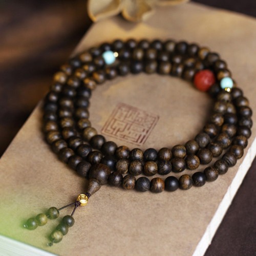108 Mala Beads Agarwood Red Agate Turquoise Peace Bracelet 108 Mala Beads Agarwood Red Agate Turquoise Peace Bracelet
