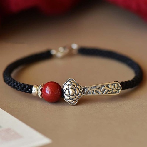 925 Silver Cinnabar Blessing String Bracelet 925 Silver Cinnabar Blessing String Bracelet