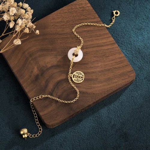 White Jade Double Happiness Bracelet
