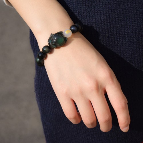 Rainbow Obsidian Fox Healing Bracelet (Gold & Silver Sheen) Rainbow Obsidian Fox Healing Bracelet (Gold & Silver Sheen)
