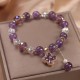 Amethyst Crystal Four Leaf Clover Healing Bracelet Amethyst Crystal Four Leaf Clover Healing Bracelet