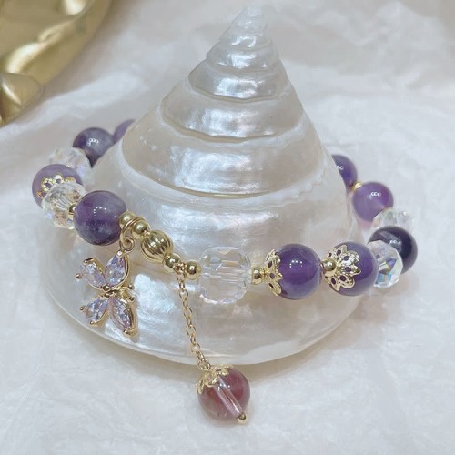 Amethyst Crystal Butterfly Charm Bracelet Amethyst Crystal Butterfly Charm Bracelet
