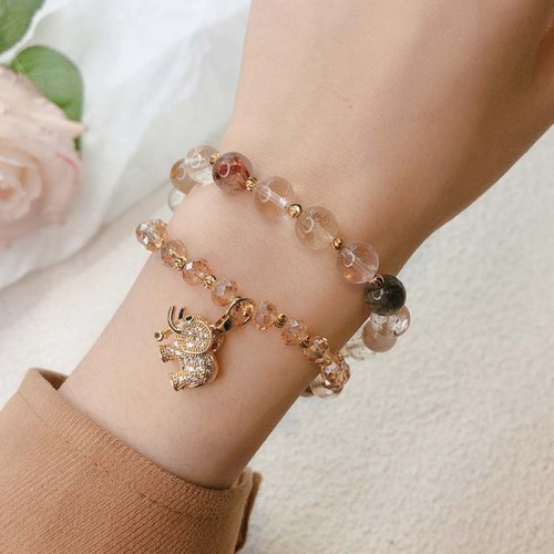 Rose Quartz Elephant Healing Charm Bracelet Rose Quartz Elephant Healing Charm Bracelet