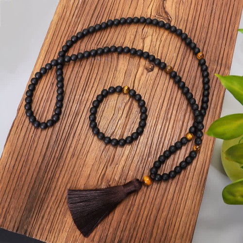108 Beads Frosted Stone Tiger Eye Balance Necklace 108 Beads Frosted Stone Tiger Eye Balance Necklace