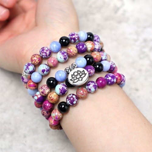 Miano Real Stone Lotus Mala Bracelet Miano Real Stone Lotus Mala Bracelet