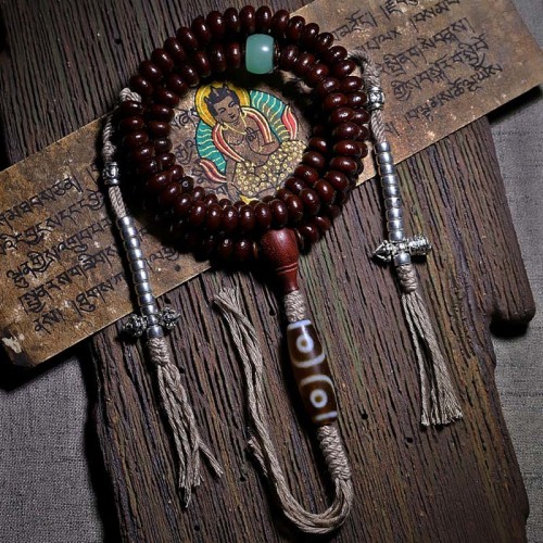 Tibetan Bodhi Seed Dzi Bead Copper Dorje Bracelet Tibetan Bodhi Seed Dzi Bead Copper Dorje Bracelet
