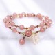 Strawberry Quartz Maple Leaf Charm Double Wrap Bracelet Strawberry Quartz Maple Leaf Charm Double Wrap Bracelet