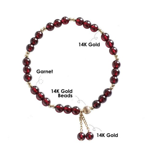 14K Gold Natural Garnet Calm Bracelet 14K Gold Natural Garnet Calm Bracelet