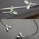 Leaf Pattern Cat Eye Support Cuff Bangle