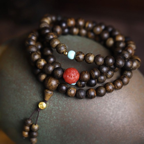 108 Mala Beads Agarwood Red Agate Turquoise Peace Bracelet 108 Mala Beads Agarwood Red Agate Turquoise Peace Bracelet