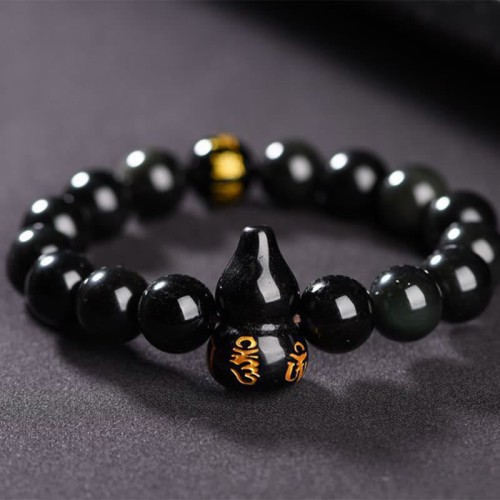 Rainbow Obsidian Gourd Om Mani Padme Hum Bracelet Rainbow Obsidian Gourd Om Mani Padme Hum Bracelet