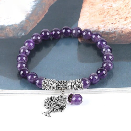 Natural Gemstone Tree of Life Lucky Charm Bracelet