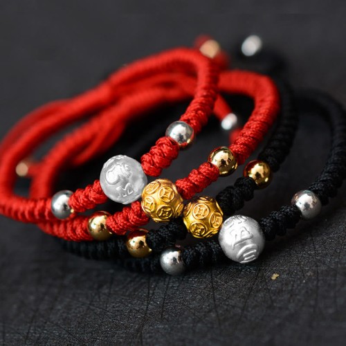 999 Sterling Silver Om Mani Padme Hum Strength Bracelet