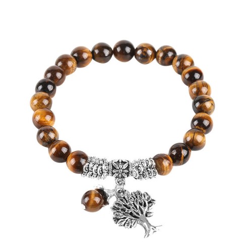 Natural Gemstone Tree of Life Lucky Charm Bracelet