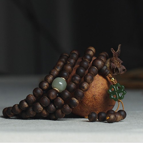 108 Mala Beads Agarwood Jade 999 Gold Peace Bracelet 108 Mala Beads Agarwood Jade 999 Gold Peace Bracelet