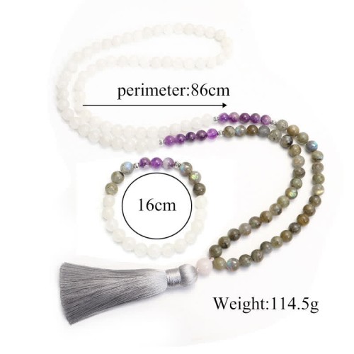 108 Beads White Agate Amethyst Protection Bracelet 108 Beads White Agate Amethyst Protection Bracelet