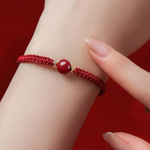 Lucky Cinnabar Bead Red String Bracelet