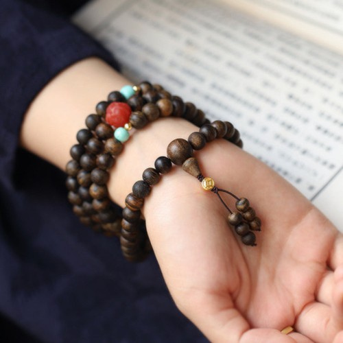 108 Mala Beads Agarwood Red Agate Turquoise Peace Bracelet 108 Mala Beads Agarwood Red Agate Turquoise Peace Bracelet