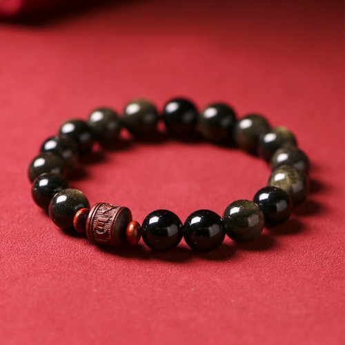 Gold Sheen Obsidian Om Mani Padme Hum Bracelet Gold Sheen Obsidian Om Mani Padme Hum Bracelet