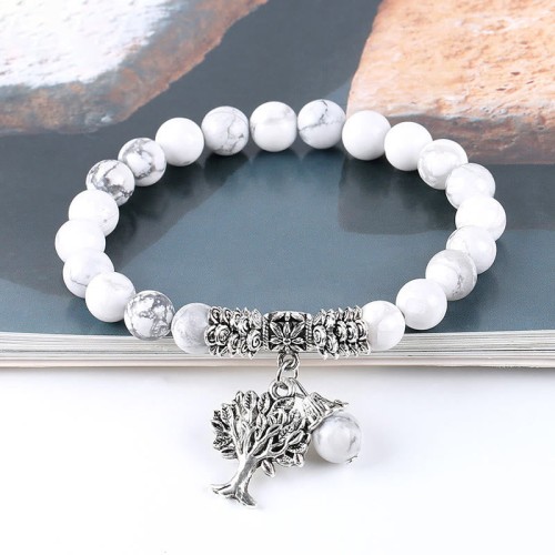 Natural Gemstone Tree of Life Lucky Charm Bracelet