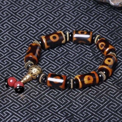Tibetan Nine-Eye Dzi Bead Fortune Bracelet Tibetan Nine-Eye Dzi Bead Fortune Bracelet