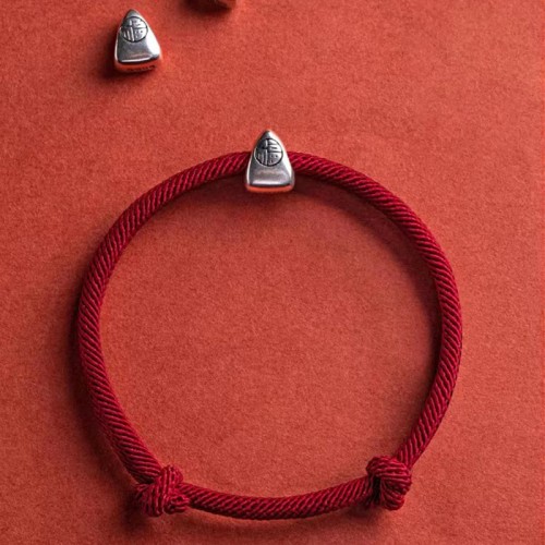 925 Silver Fu Character Blessing Braided Bracelet 925 Silver Fu Character Blessing Braided Bracelet