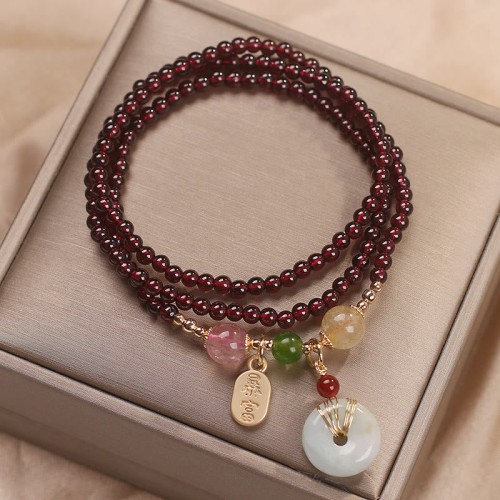 Garnet Strawberry Quartz Koi Fish Bracelet Garnet Strawberry Quartz Koi Fish Bracelet