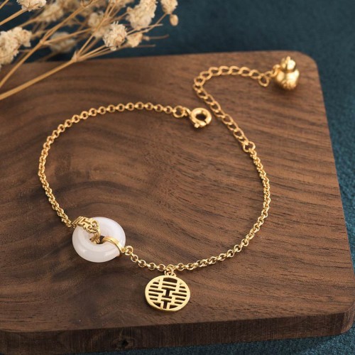 White Jade Double Happiness Bracelet