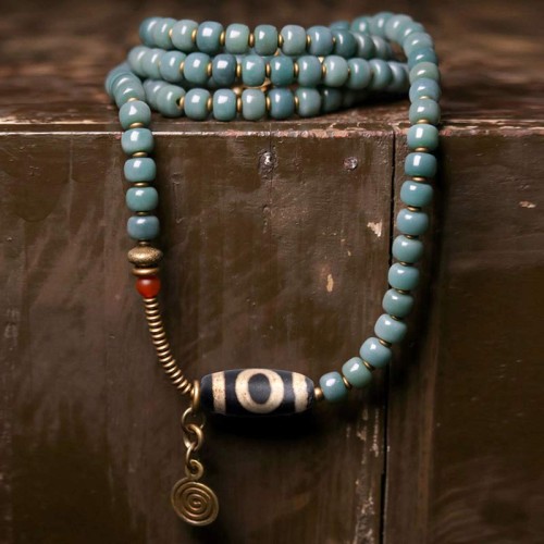 108 Mala Bodhi Seed Dzi Bead Wisdom Bracelet