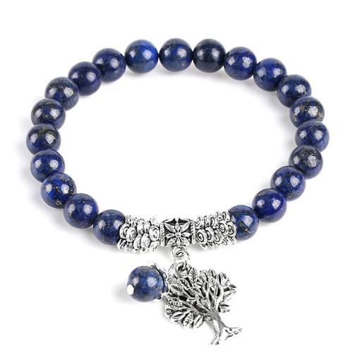 Natural Gemstone Tree of Life Lucky Charm Bracelet