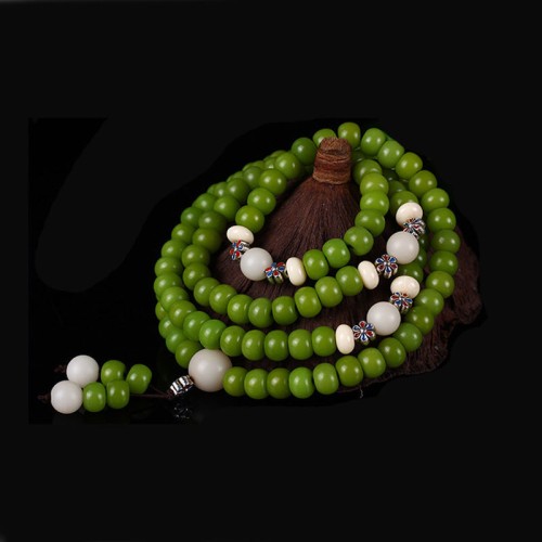 Cyan Bodhi Seed Mala 108 Beads Success Necklace Cyan Bodhi Seed Mala 108 Beads Success Necklace
