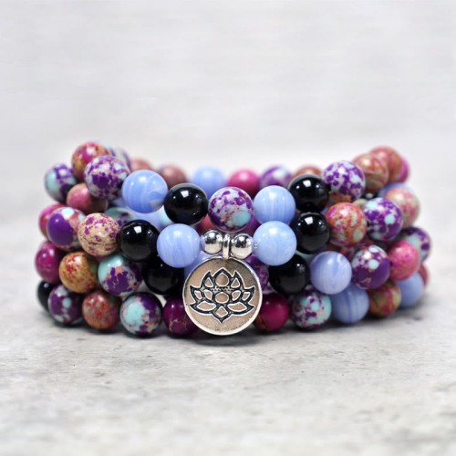 Miano Real Stone Lotus Mala Bracelet Miano Real Stone Lotus Mala Bracelet