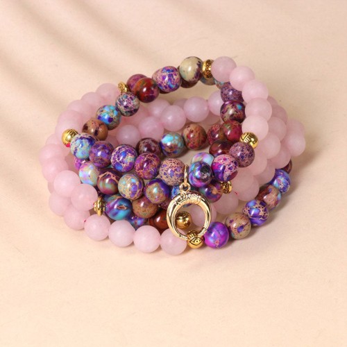 Miano Real Pink Crystal Mala Healing Bracelet Miano Real Pink Crystal Mala Healing Bracelet