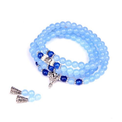 108 Beads Blue Crystal Healing Mala Bracelet 108 Beads Blue Crystal Healing Mala Bracelet