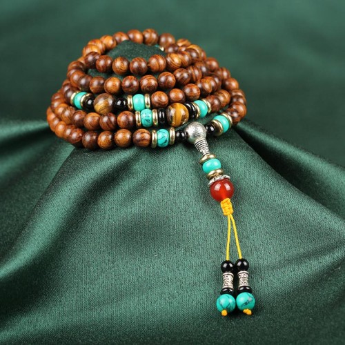 108 Beads Rosewood Tiger Eye Healing Mala