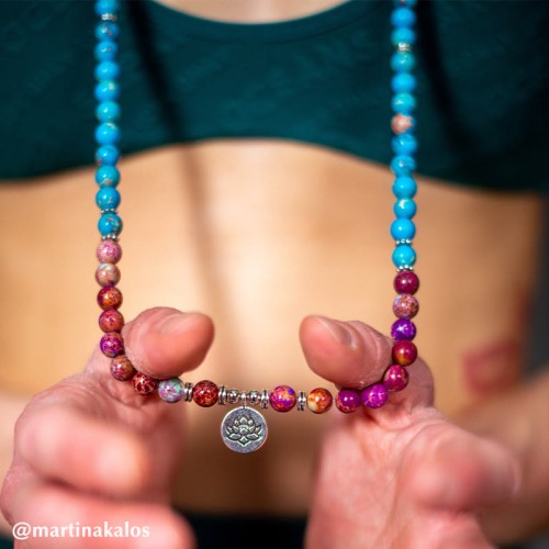 Tibetan Purple Miano Lotus Mala Bracelet