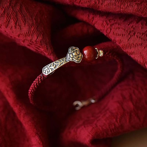 925 Silver Cinnabar Blessing String Bracelet 925 Silver Cinnabar Blessing String Bracelet