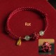 Cinnabar Chinese Zodiac Hetian Jade Bracelet