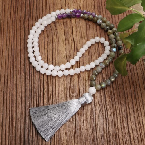 108 Beads White Agate Amethyst Protection Bracelet 108 Beads White Agate Amethyst Protection Bracelet